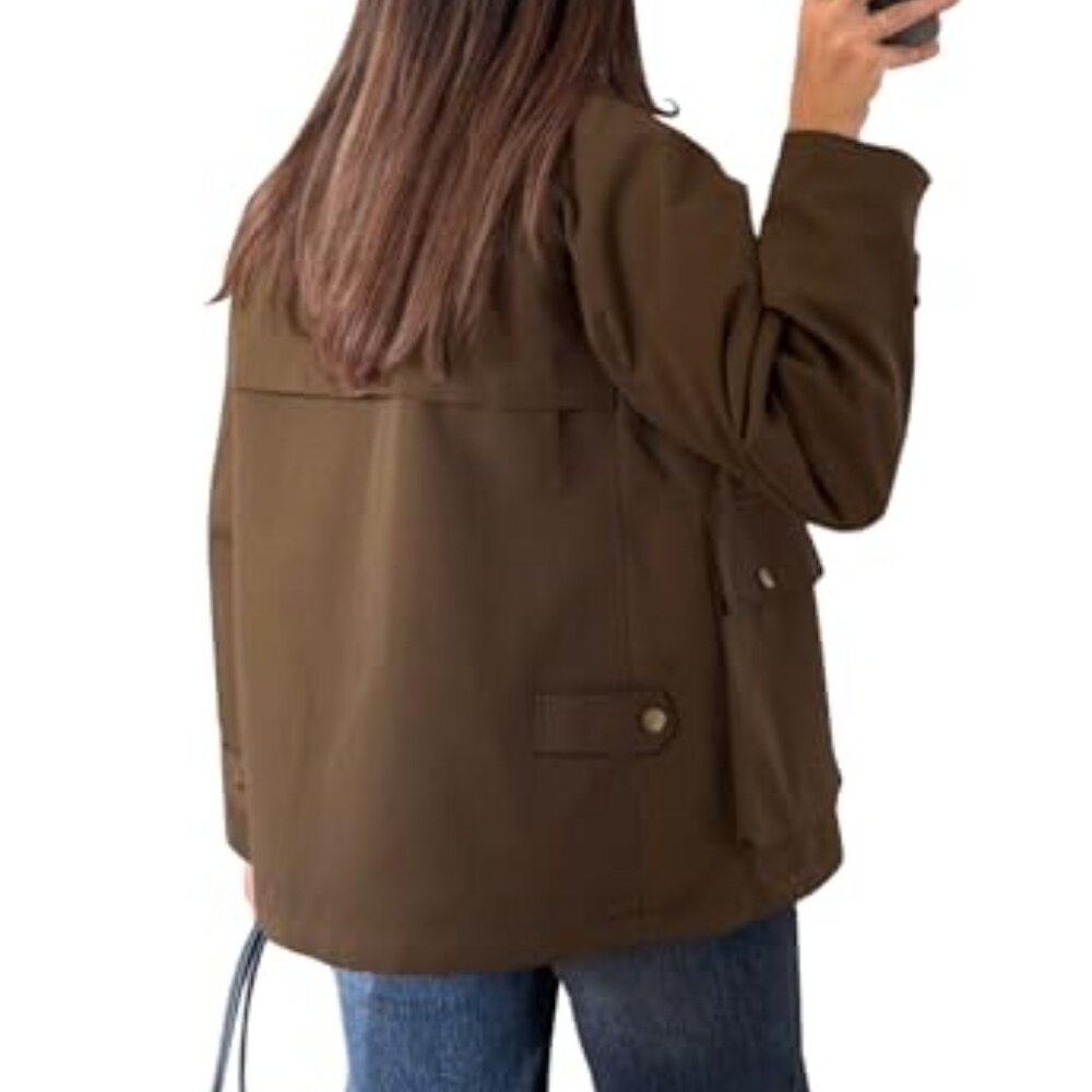 Casual Cargo Jacket Lightweight Button Front Long… - image 3